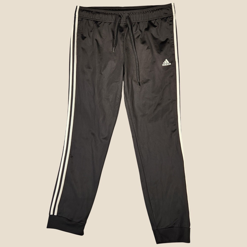 adidas‎ Track Pants Mens XL Essentials H48447 Black 3-Stripes EUC